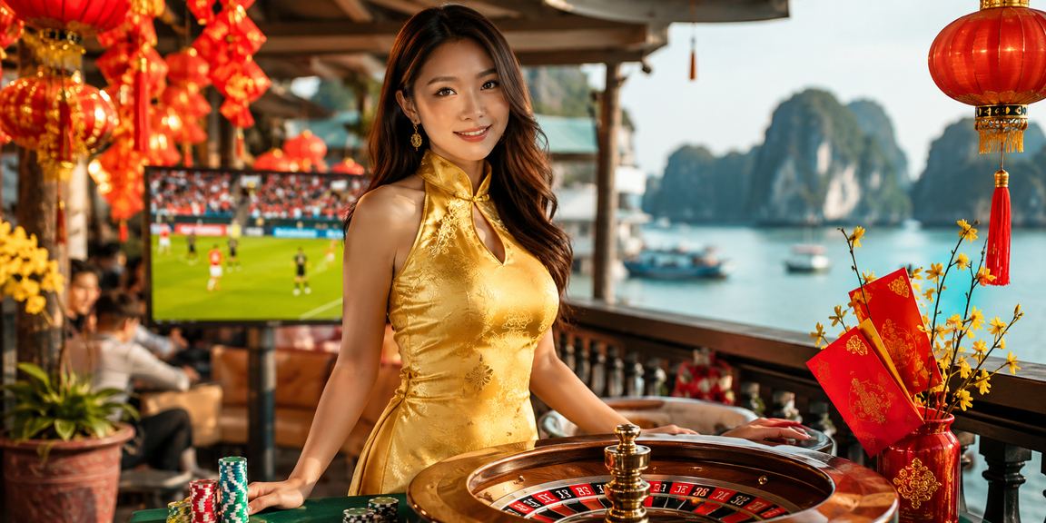 Người phụ nữ Hà Nội mặc áo dài tham gia trò chơi roulette tại sự kiện giải trí