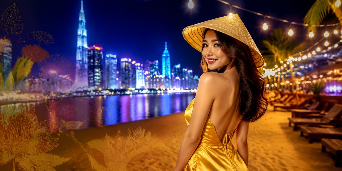 Người phụ nữ đội nón lá đang dùng điện thoại tại Hồ Chí Minh
