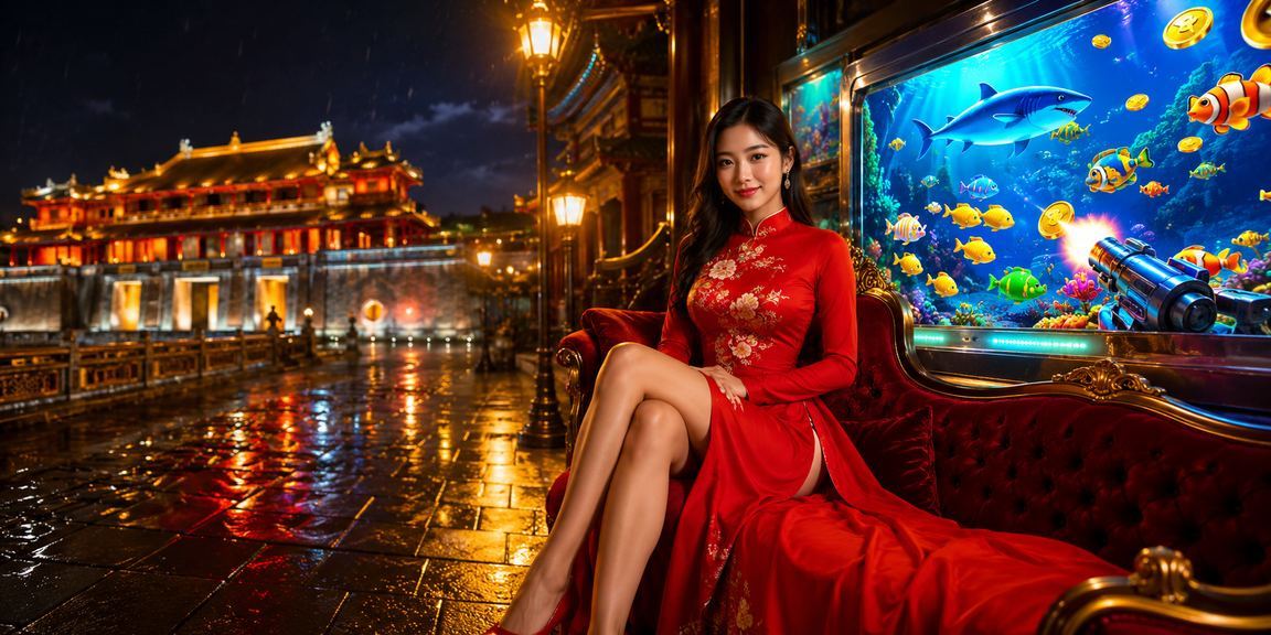 Người chơi bắn cá trực tuyến tại Huế với trang phục áo dài truyền thống Việt Nam