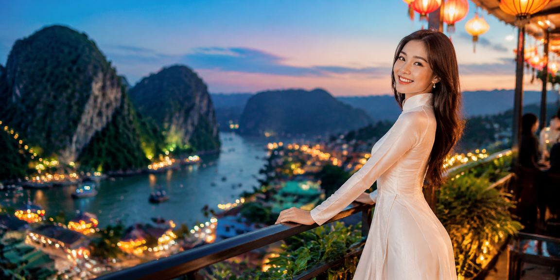 Phong cảnh ninh bình với hậu cảnh casino và người chơi
